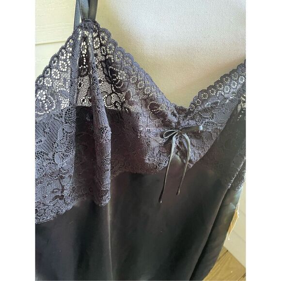 NWT Vintage Y2K Morgan Taylor Intimates Slip Chemise Lingerie Black 3X - Picture 9 of 13